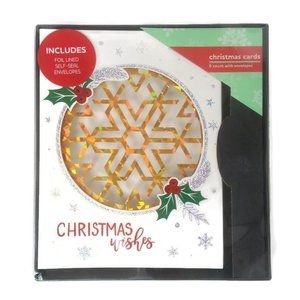 Box of Christmas Cards 6 Count With Foil Lined Sel